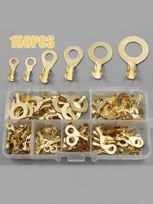 150pcs Round Terminal Block DJ431 O-Type Crimp Connector Copper Sheet Wiring Lug Combination Set, New Model - Multicolor - View 2