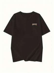 Camiseta negra informal de manga corta con cuello redondo para hombre,Camisetas Para Mujer Camiseta moderna negra minimalista con logo elegante cómoda informal para hombres y mujeres disponible en varias tallas y colores moda  streetwear. - Negro - Ver 6