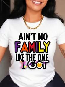 Women's T-Shirt With The Fun Slogan "No Other House Is Like Mine" -- 100% Breathable, White, Loose Fit, Short Sleeve, Round Neck, Casual Style, With Colorful Lettering And Family Phrases, Machine Washable And Suitable For All Seasons, An Ideal Gift For Mother's Day Or Birthdays. - 白色 - 查看 1