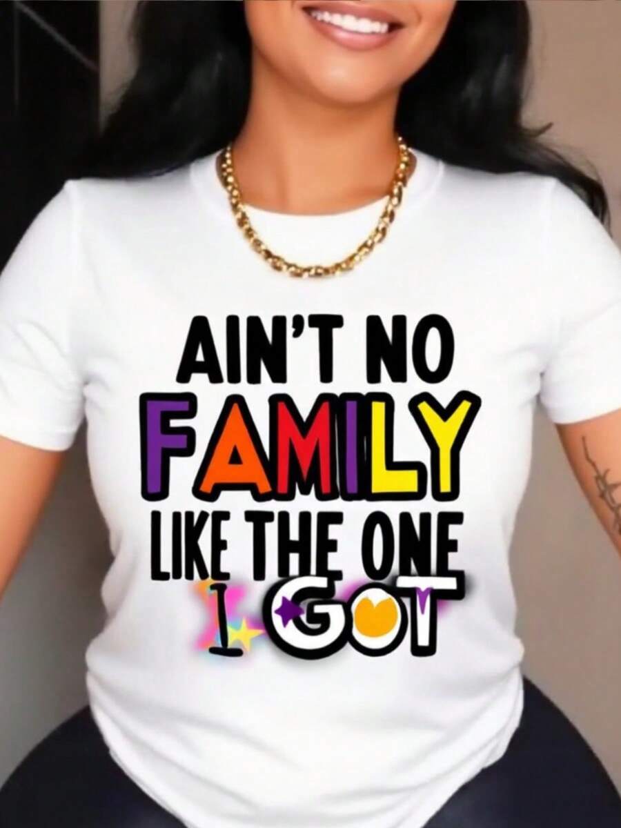 Women's T-Shirt With The Fun Slogan "No Other House Is Like Mine" -- 100% Breathable, White, Loose Fit, Short Sleeve, Round Neck, Casual Style, With Colorful Lettering And Family Phrases, Machine Washable And Suitable For All Seasons, An Ideal Gift For Mother's Day Or Birthdays. - 白色 - 查看 1