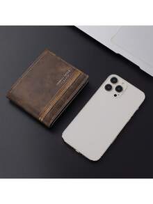 SHABILI New Men's Short Wallet, Fashionable Horizontal Multi-Functional Multi-Card Holder Coin Purse - Bronze - View 6
