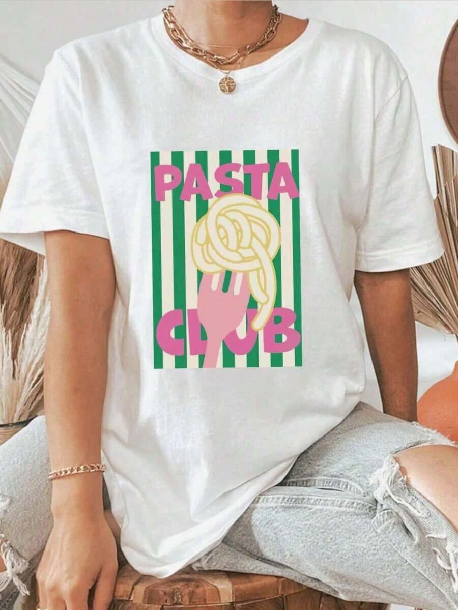 Camiseta de manga corta estampada de alta gama para mujer, con cuello redondo, perfecta para el uso diario informal, combinando estampados con un cuello cómodo, lo que la convierte en una opción ideal para el verano. - Blanco - Ver 1