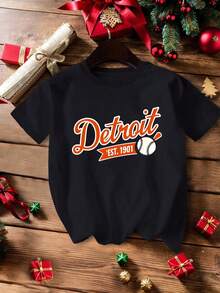 DeTore 1901 Women's Vintage Baseball Print T-Shirt - Soft, Pure Cotton Casual T-Shirt With A Comfortable Fit, Featuring A Team Logo And Year Print, Suitable For Casual Wear And As Game Day Wear, Fan Wear In All Seasons. - 黑色 - 查看 7