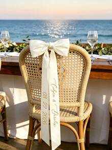 1/2/10pcs Ruban de siège de mariage personnalisé avec nom, décoration de chaise réservée personnalisée pour la réception, étiquettes de cartes de place souvenir pour la fête prénuptiale, cadeau de mariage rustique - Multicolore - Voir 4