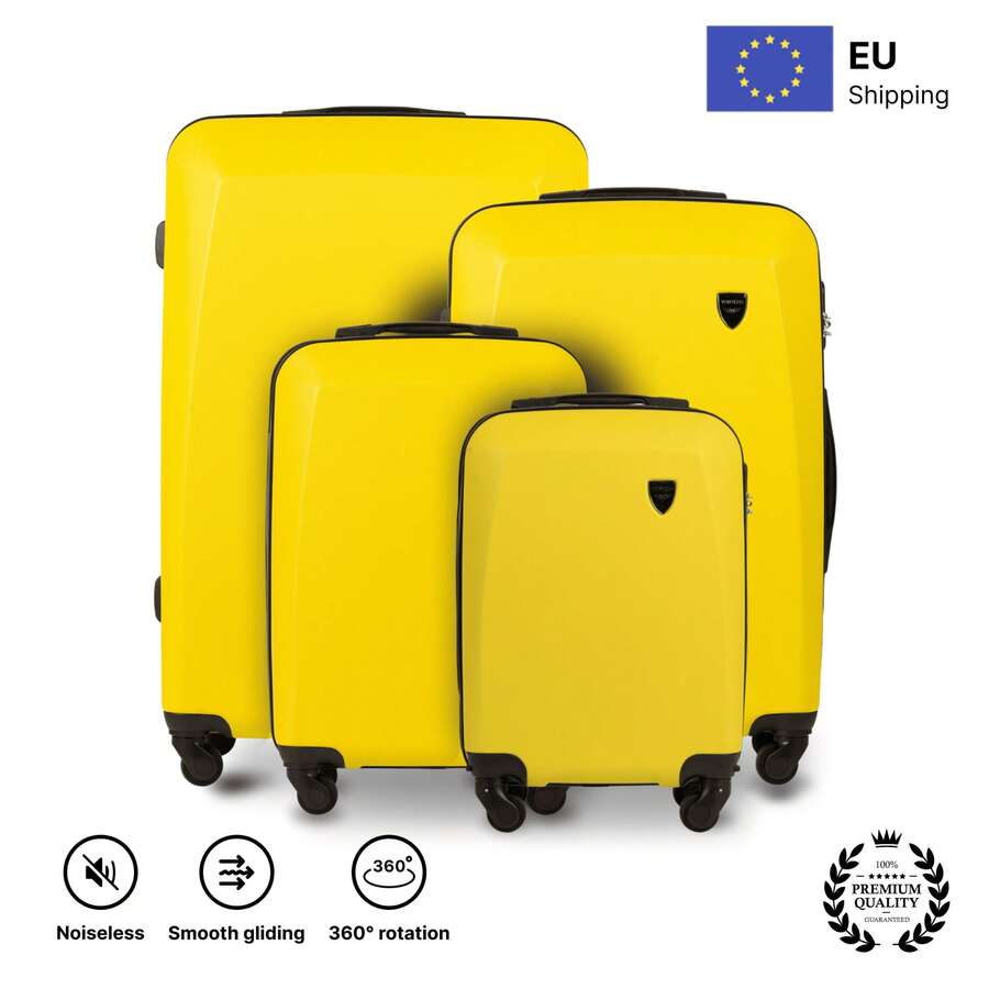 W WINGS 20"、24"、28" ABS+ 硬殼行李箱套裝 | 密碼鎖、伸縮拉桿、360°旋轉輪,適用於度假與商務旅行 - 黃色 - 查看 1