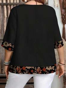 Camisa de mujer casual de cuello con muesca y manga 3/4 con estampado, para verano - Multicolor 4 - Ver 2