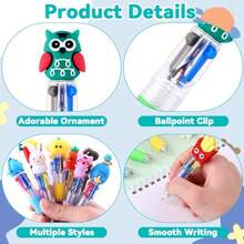 28PCS Fun Pens For Multicolor Ballpoint Pen 4 Colors In One, Mini Cute Stationery Cartoon Animal 0.7mm Retractable Writing Pens For Party Favors School Supplies Students Rewards - Nhiều màu - Xem 3