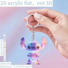 1pc 2D Acrylic Heart Shaped Pendant, Original Design Keychain, Decorative Gift Keychain, Car Key Chain, Backpack And Wallet Keychain - Multicolor - View 4