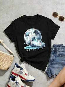 Camiseta de manga corta con cuello redondo suave e informal de verano para mujer, Fútbol, Estilo universitario, Tops para salir, Algodón, Vintage, Estilo callejero europeo y americano, Casual deportivo, Estilo unisex, Estilo casual urbano, Tops bonitos, Generación Z, Curvas, Ropa Y2K, Camisetas divertidas, Tops de mujer, Conjuntos de vacaciones para mujer, Top lindo, Camiseta gráfica, Conjuntos de primavera, Camisetas holgadas, Ropa urbana retro, Estilo de los 90, Estilo de los 2000, Subcultura, Top negro, Tops blancos, Conjunto de fiesta de los 90. Blanco - Negro - Ver 4