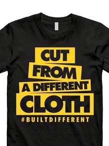 Camiseta Deportiva Casual para  con Diseño de Texto Amarillo en Negrita - Camiseta Elástica de Cuello Redondo, Lavable aáquina, Ajuste Cómodo y para Todas las Estaciones, Perfecta para un Estilo Casual. - Negro - Ver 1