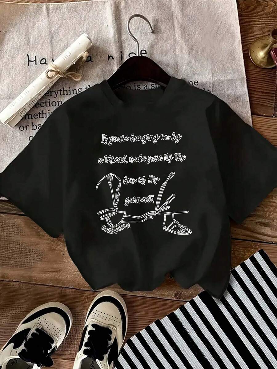 Camiseta Ligera y Transpirable para Mujer - Cómoda y relajada, cuello redondo, adecuada para todas las estaciones, top casual elegante, entrega local, top de algodón para el verano, esencial para fiestas elegantes en el verano, ideal para combinar en conjuntos de primavera y otoño. - Negro - Ver 1