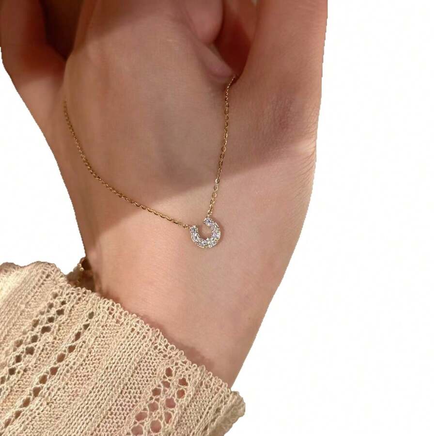 New Arrival Bestselling U-Shaped Horseshoe Pendant Necklace, Korean Style Minimalist Delicate Clavicle Chain For Women - U-shaped Horseshoe Necklace - View 1