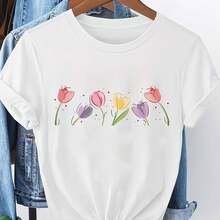 Women's T-Shirt With Minimalist Bear Design And Text - 白色 - 查看 1