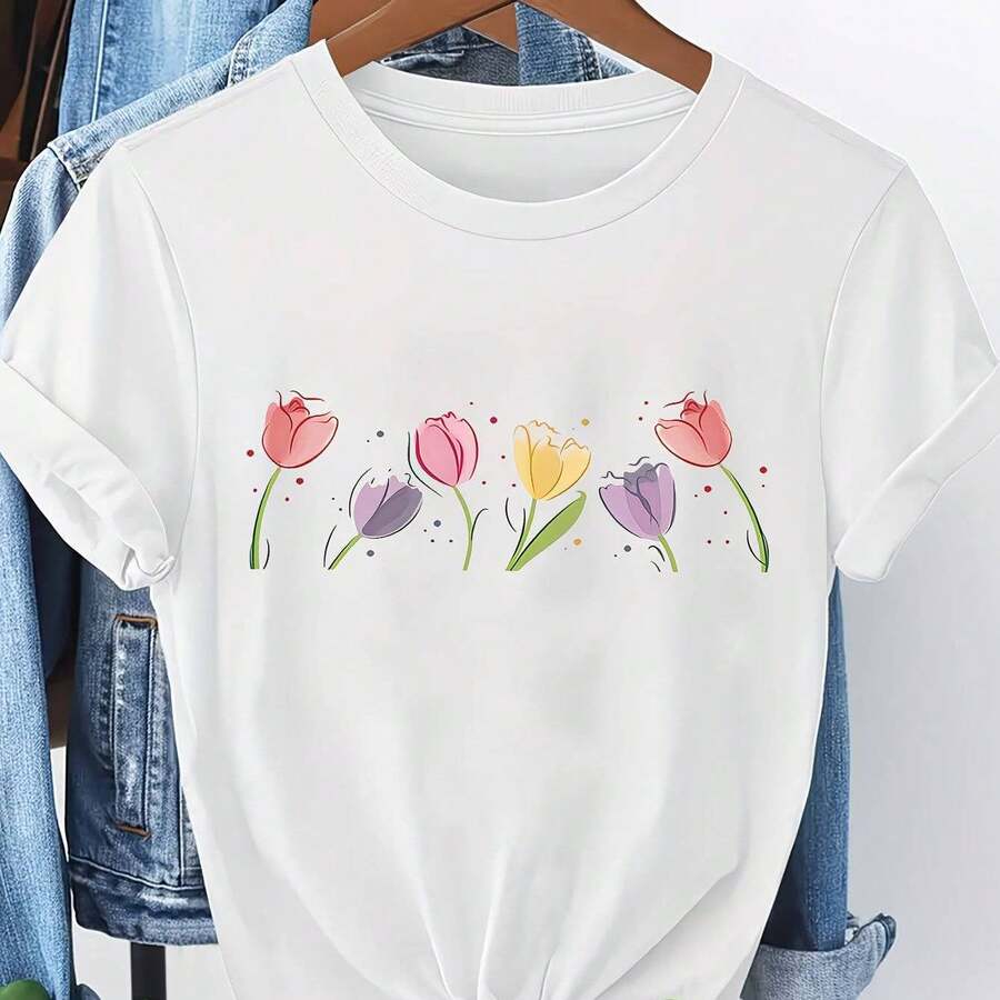 Women's T-Shirt With Minimalist Bear Design And Text - 白色 - 查看 1