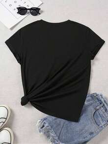 New Women's Casual Summer Print Short Sleeve T-Shirt For Spring And Summer, Women's Summer T-Shirts - Unisex Urban Vintage Style, Loose Fit Cotton Short Sleeve Round Neck T-Shirt. - 黑色 - 查看 2