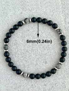 YAUKIA Vòng tay đá tự nhiên 6mm thời trang, đá Map Stone & Obsidian, biểu tượng sức mạnh và lòng can đảm, vòng tay hạt co giãn cân bằng, trang sức thiền định tâm linh, trang sức unisex. - Nhiều màu - Xem 4