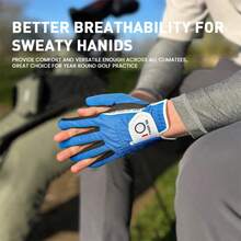 FINGER TEN 1 Pair Men's Golf Rain Anti-Slip Gloves, Blue, Suitable For S/M/ML/L/XL Sizes, Breathable Mesh Design, Stable Swing Control, Suitable For Wet And Harsh Weather - Blue - View 8