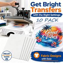 10pcs 8.5"X11" Heat Transfer Paper For Light Colored T-Shirts, Inkjet Printable Heat Press Film, Vibrant Colors, Durable & Soft, Includes 1pc Protective Sheet - Transfer Paper - View 7