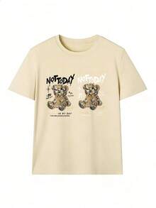 Money Bear T-Shirt With "NOT TODAY" Text, Fashionable Short-Sleeved T-Shirt For Spring And Summer 2026, Made In Mexico, 180 Grams. Cartoon Print, Couple Design, Suitable For Indoor Or Outdoor Wear. Crew Neck, Unisex, Ideal For Office And Leisure. One-Pack. - APR-P631577SLNDXZGY579 - 查看 2