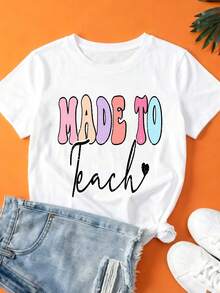 Women's 100% Pure Cotton T-Shirt | Comfortable And Stylish Back-To-School Wear | Perfect Gift For College Students And Teachers | T-Shirts For Family, Team, And Corporate Events | Soft Fabric, Modern Designs, Ideal For Summer | Comfortable T-Shirt For Everyday Wear - 白色 - 查看 7