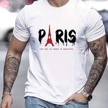 Camiseta estampada, algodón puro, cuello redondo, camisa de moda neutral, creativa, blusa casual de verano para hombres y mujeres, camiseta suave y cómoda, - Blanco - Ver 1