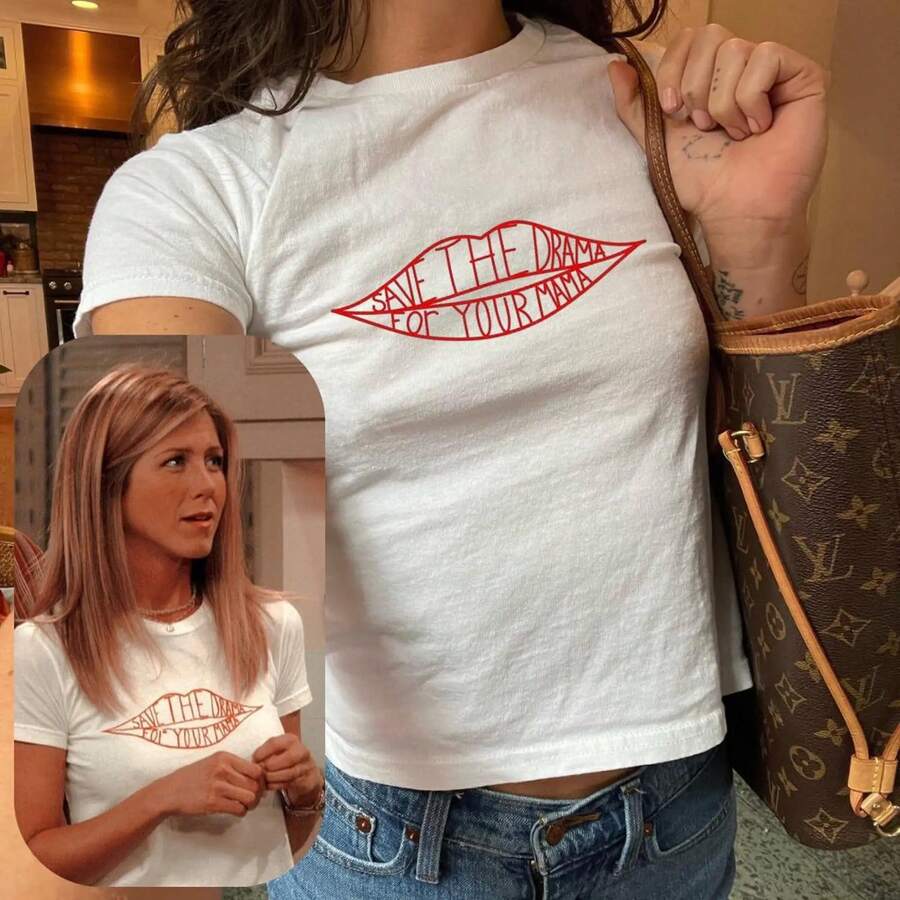 Save The Drama For Your Mom T-Shirt, Friends Rachel Green T-Shirt, TV Show Quote T-Shirt, T-Shirt, Gift For Her, T-Shirts, Tops, T-Shirts, Comfy T-Shirt. - 白色 - 查看 1
