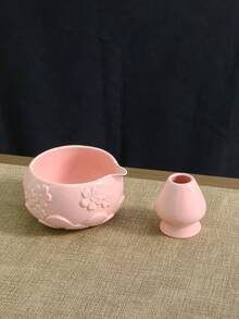 1 Stück/2 Stücke/4 Stücke/5 Stücke Japanischer Stil Geprägte Sakura Keramik Matcha Tee Set, hochwertige rosa Gießschale, Matcha Zubehör Set beinhaltet Schale, Quirl, Löffel, Sieb, geeignet für Matcha-Liebhaber und Anfänger, tolles Geschenk zum Muttertag, für Ältere, Valentinstag - Verschiedenfarbig - Übersicht 9