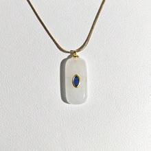 1 mặt dây chuyền đá tự nhiên hình chữ nhật, thạch anh tím, lapis lazuli, dùng để làm trang sức, vòng cổ tự làm. - Quảng trường - Xem 27