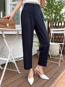 Pantalones rectos casuales de negocios para mujeres - Azul marino - Ver 6