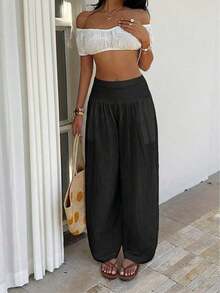 Stylish Plaid Pants For Women - 黑色 - 查看 3