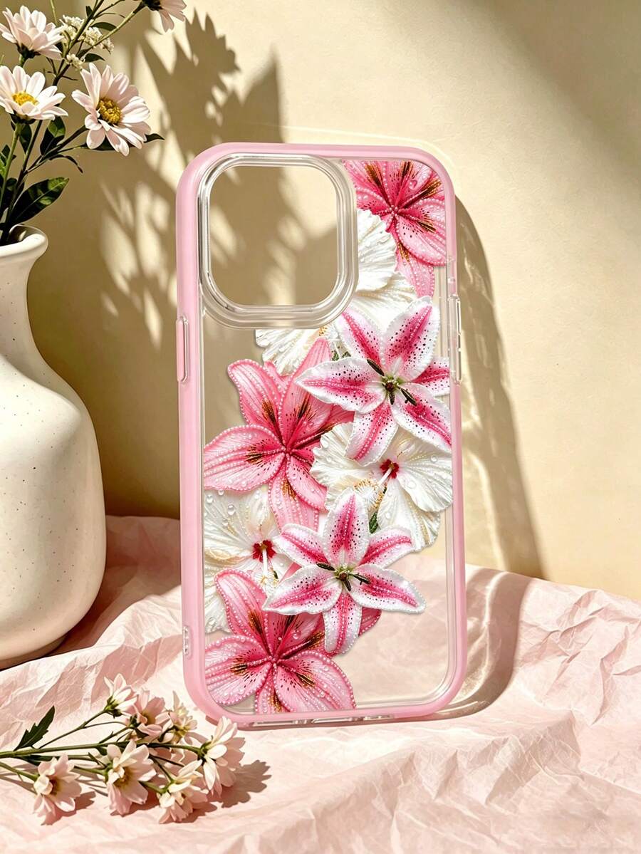 Ốp điện thoại viền hồng họa tiết hoa ly, tương thích với iPhone 13/15/16/17pro/17/14/17/15pro/15 Plus/15 Promax/7plus/8plus/X/Xs Max/Xr/11pro/12pro/13pro/14pro/12mini/13mini/11promax/12promax/13promax/14promax/14plus/17pro Max/17Air/6/6s Plus/7/8/16Pro/16plus/16promax/Se2/17promax & Tương thích với Samsung Galaxy A54/A14/A12/A13/A15/A32/A33/A24/A52S/S20/S21/S22/S23/S24/S23Plus/S24Ultra/S25/A15/A33/A23/A07/A17/S26/A56/A57 - Nhiều màu - Xem 1