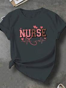 1 camiseta casual de mujer - manga corta, cuello redondo, patrón geométrico, lavable a máquina, 180g 100% algodón - Negro - Ver 8