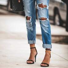 Jeans ajustados rasgados para mujer - Color de la imagen - Ver 3