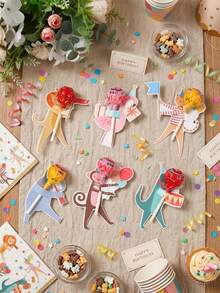 48pcs Animal Zoo Theme Lollipop Card Holders, Cute Lion, Monkey And Flamingo Candy Holders, Jungle Theme Birthday Party Decor, Paper Lollipop Decor Cards, Fun Candy Decor Cards, Simple DIY Candy Decor, Gender Reveal Party Decor, 1st Birthday Decor, Baby Shower Decor, Wedding Decor, Baby Shower Decor, Birthday Party Supplies - Circus - View 3