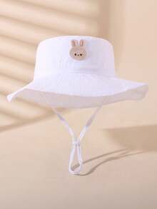 2pcs Kids Sun Hat With Rabbit Decoration, Chin Strap, Breathable Summer Sun Protection Hat, Suitable For Toddlers - Multicolored Rabbit - View 4