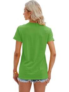 1Piece Fashion Casual For Men And Women City Bell Women T-Shirt Short Sleeve Tee Sunflower Graphic Loose Summer Top Versatile, Easy To Match, Suitable For Daily Wear, Urban Style, Holiday Outfits, Weekend Outfits. - 綠色 - 查看 4