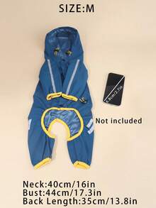 Un impermeable ligero de poliéster para perros con tiras reflectantes, que cubre las cuatro patas en azul sólido, chaqueta impermeable para mascotas, adecuada para perros Teddy pequeños y perros grandes para usar todo el año en otoño (no apto para razas grandes) - Azul - Ver 13