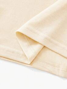 Men's Casual Slogan Print Round Neck Short Sleeve T-Shirt, Summer - Beige - View 5