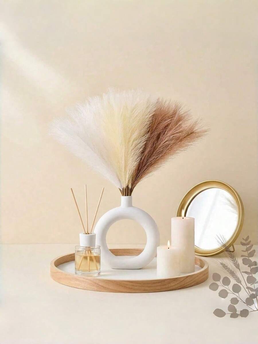 3/9/18 Stück künstliches Schilf 55 cm/21,65 Zoll flauschige simulierte Blume, weiß, beige, braun, künstliches Schilf, Nachahmung Pampasgras zum Befüllen von Bodenvase, ländlicher Stil Dekoration, Heim Küche Boho Dekoration, Raumdekoration, Hochzeitsdekoration, Valentinstag Dekoration, Valentinstag, Geschenk, Geburtstagsgeschenk - 55 cm - Übersicht 1