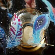 Express Your Style: 40 Bright Blue Feather Sticker Set With Glitter Texture, Perfect For Laptops, Water Bottles, Etc - Blue Feather 40pcs - View 3