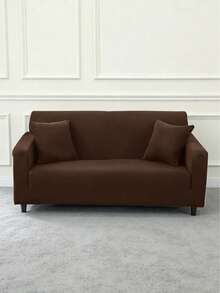 1pc Solid Color Latex Silk Elastic Sofa Cover, Modern All-Season One-Piece Full Coverage Sofa Protector, Pet-Friendly Machine Washable Sofa Cover, Pet-Friendly Home Decor, 1-Seater, 2-Seater, 3-Seater, 4-Seater - Dark Brown - View 9
