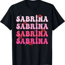Retro Sabrina Personalized Name I Love Sabrina Groovy Meme T-Shirt - Black - View 1