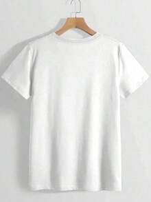 1 Piece, Women's 180g T-Shirt With Fashion Graphic Print - Casual Short Sleeve Crew Neck T-Shirt - Lightweight And Breathable For All Seasons, Polyester Crew Neck 100% Cotton Soft Fabric Short Sleeve - 白色 - 查看 3