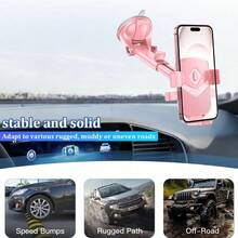 YAIUZGOO Giá đỡ điện thoại ô tô màu hồng, đế hút chắc chắn gắn trên bảng điều khiển/kính chắn gió, xoay 360°, tự khóa, phù hợp với và Android. - A - Xem 8