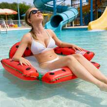 1 pieza Hamaca inflable plegable para adultos, flotador de frutas para nadar, flotador de agua simple, adecuado para adultos para la piscina, la playa y otras actividades acuáticas. Presenta un flotador de piscina multifuncional de PVC, una silla de salón y capacidades de deriva - Multicolor - Ver 7