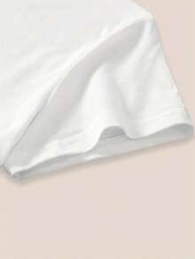 Camiseta de mujer de manga corta y cuello redondo, casual y de moda, esencial de verano, de alta calidad, con estampado gráfico - Blanco - Ver 5