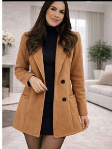 Women's Medium-Warm Wool Blazer/Overcoat For Winter - Elegant - 米色 - View 2