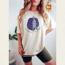 1 pieza Camiseta de Confort Colors para la Concientización sobre la Salud Mental, Camiseta Oversized Verde con Diseño Floral Boho, Camiseta con Gráficos Florales, Invisible Illness, Regalo para Terapeutas, 180g 100% Algodón, los diseños están impresos. Unisexo. - Blanco - Ver 9