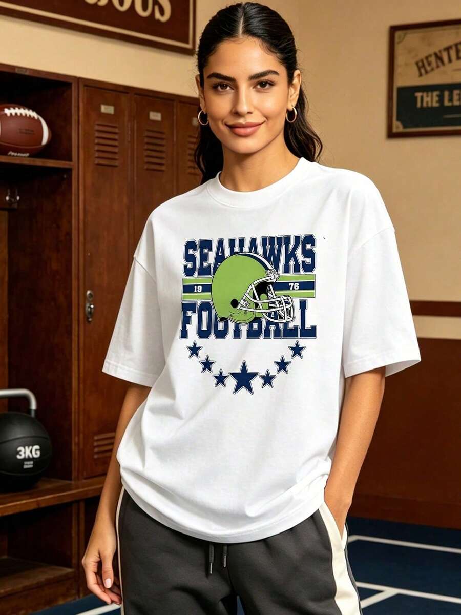 Camiseta de manga corta con cuello redondo suave y casual de verano para mujer, estilo rugby, estilo universitario, tops para salir, algodón, vintage, estilo callejero europeo y americano, casual deportivo, estilo unisex, estilo casual urbano, tops bonitos, generación Z, curvas, ropa Y2K, camisetas divertidas, tops para damas, conjuntos de vacaciones para mujeres, top lindo, camiseta gráfica, conjuntos de primavera, camisetas holgadas, ropa de calle retro, estilo de los 90, estilo de los 2000, subcultura, top negro, tops blancos, conjunto de fiesta de los 90. Negro - Blanco - Ver 1