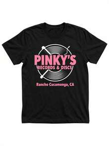 Camiseta Deportiva Casual para  con Diseño de Texto Rosa - Camiseta Elástica de Cuello en V, Lavable aáquina, Ajuste Cómodo y Perfecta para Todas las Estaciones, para Estilo Casual. - Negro - Ver 1